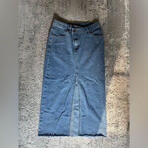 Happily Grey Denim Midi Skirt